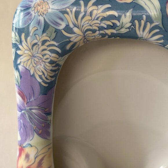 Vtg 80s Floral Ceramic Picture Frame - Picture 4 of 8